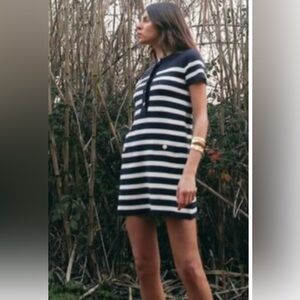 Zara Navy and White Striped Mini Dress